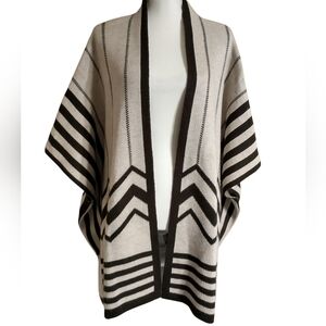 New York & Company Brown Chevron Open Front Sweater